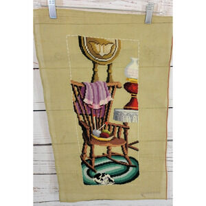 Paragon Needlecraft Rocking Chair 100% Wool Hand Embroidered Picture Wall Decor